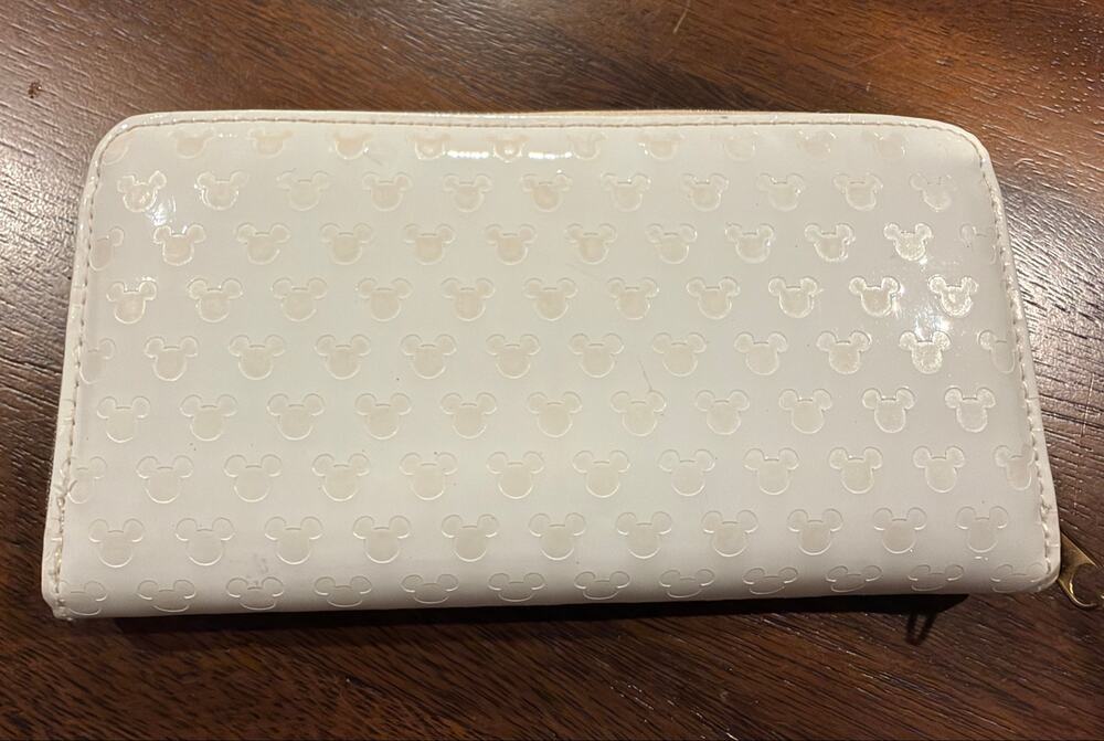 Mickey Mouse Ears Embossed Ivory Wallet Zip Around
